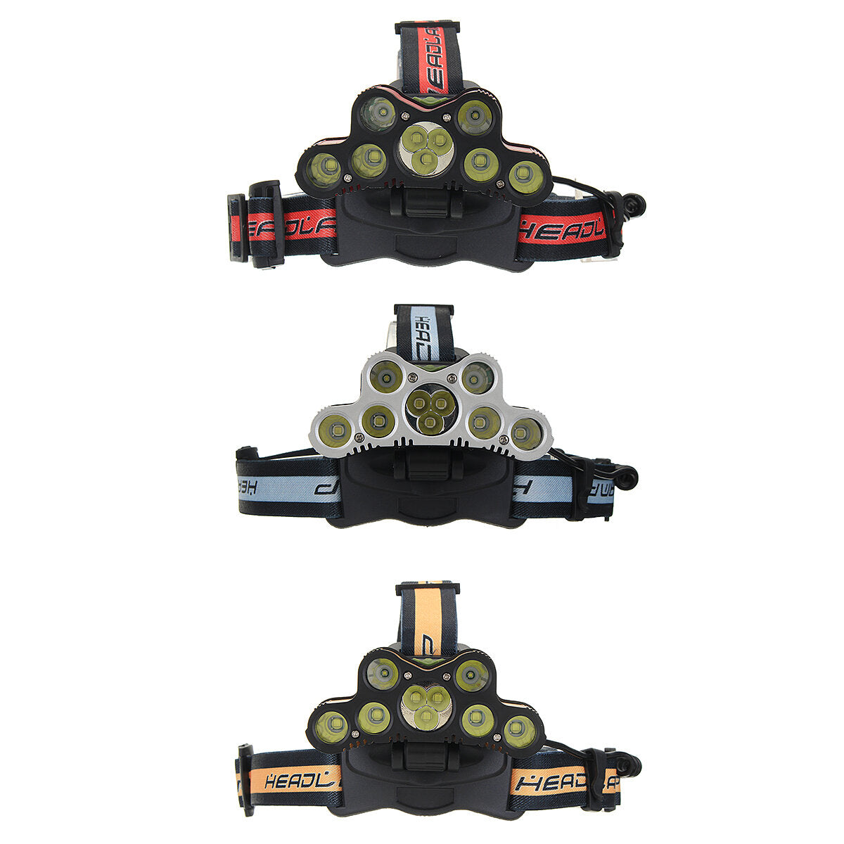 6-Modes 7xT6+2xQ5 LED Head Lamp USB Rechargeable Camping Head Torch With SOS Whistle Function