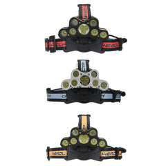6-Modes 7xT6+2xQ5 LED Head Lamp USB Rechargeable Camping Head Torch With SOS Whistle Function