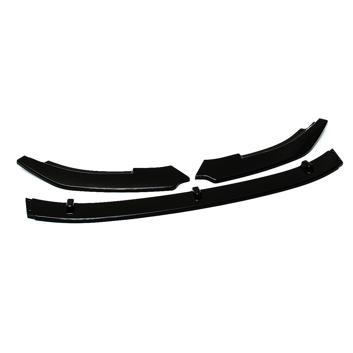 3PCS Glossy Black Front Bumper Lip Spoiler Splitter Cover Trim Body Kit