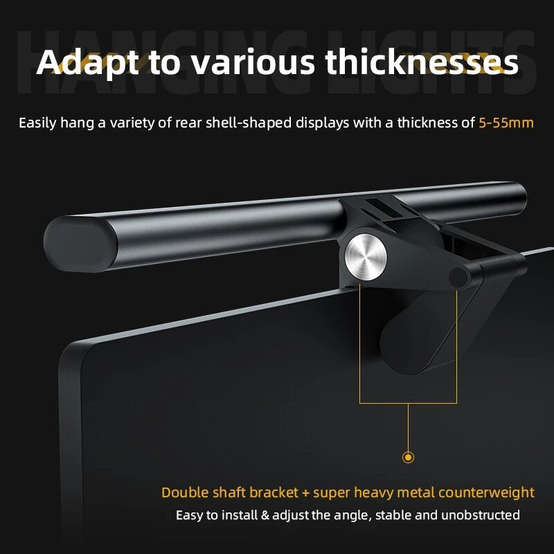Monitor Light Bar Eye Protection Screen Light Lamp Touch Control Monitor Display Hanging Light with Webcam Microphone for Desktop Computer Home Office