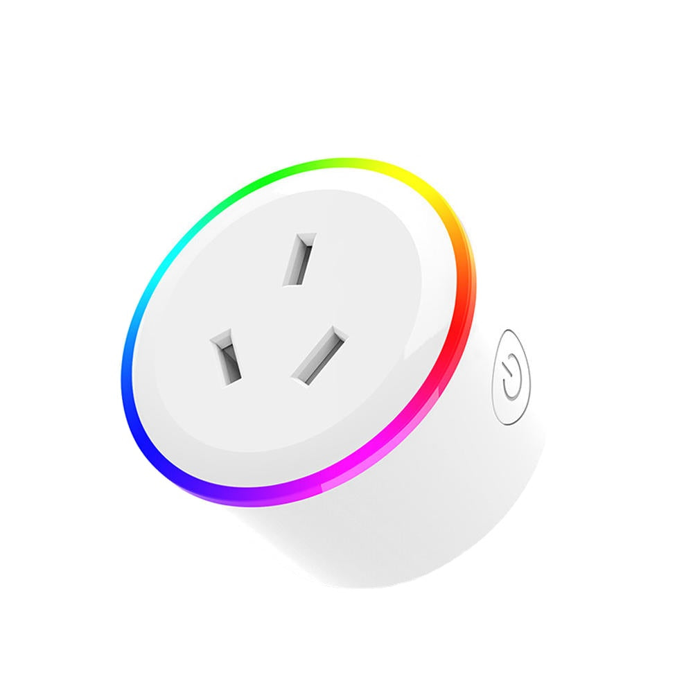 WIFI Control Socket Wireless Timer Switch Outlet With RGB LED Light Voice Control Works With Alexa Google 240V 10A AU Plug