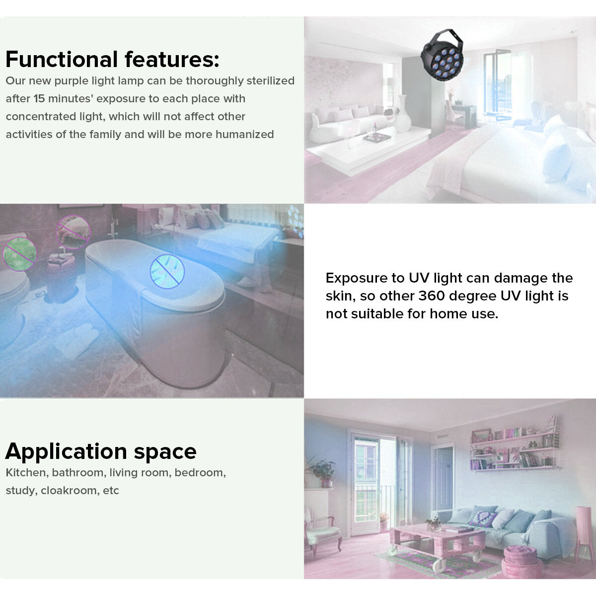 Portable UVC Germicidal Lamp UV Light Home Travel Disinfection Sterilization
