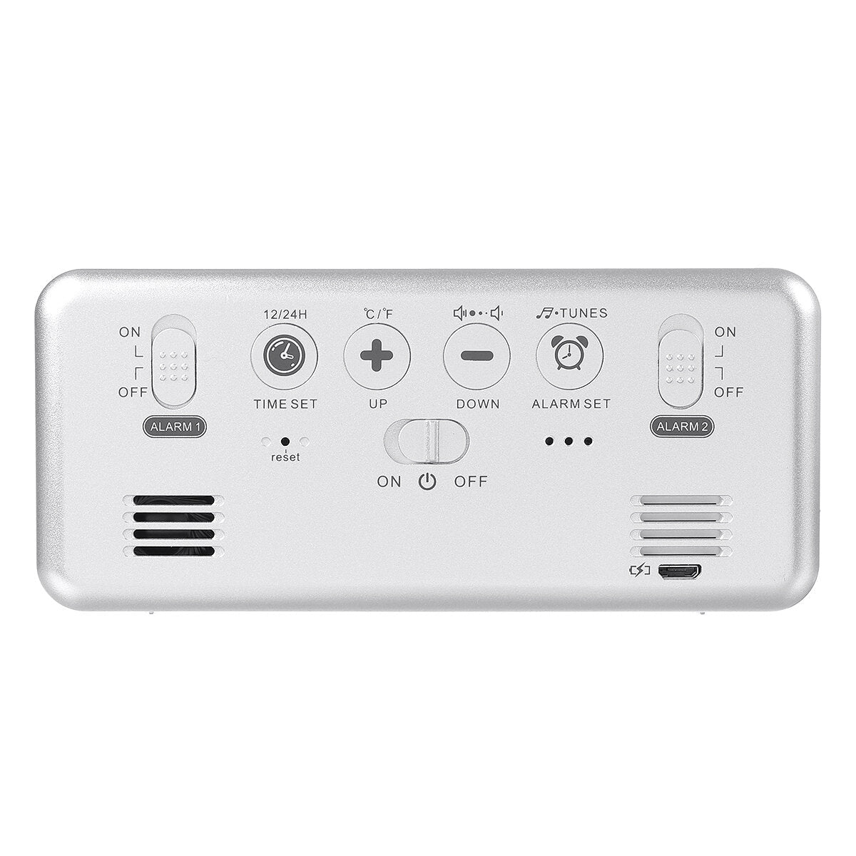 5V 1A Digital Mirror Music LED Clock with Voice Control Two sets of Alarm Switches