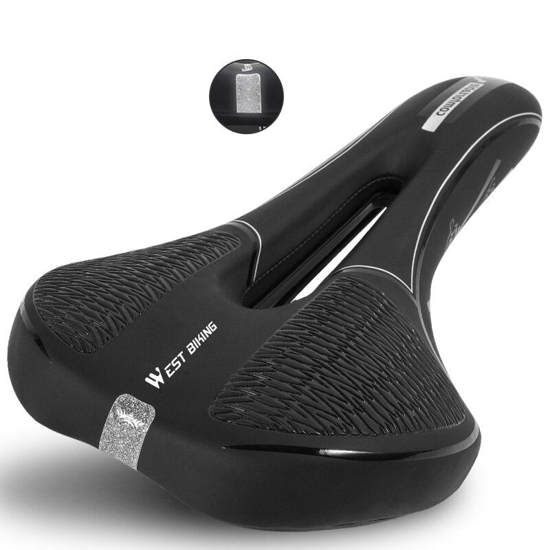 Reflective PVC Surface Leather Bicycle Riding Saddle Waterproof Non-Slip