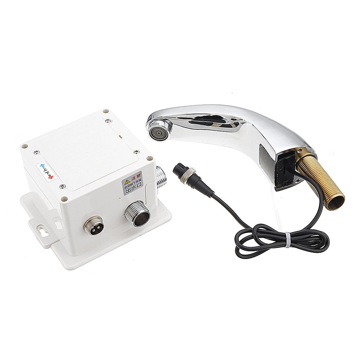 Zinc Alloy Automatic Infrared Sensor Kitchen Basin Sink Faucet Smart Touchless Cold Tap Single Handle Deck Mount w/ Controller Box
