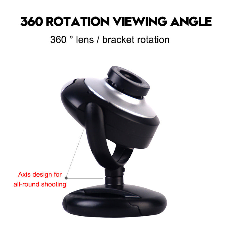 480P 30W pixel HD Free Drive 360 Rotation USB Webcam Manual Focus Conference Live Computer Camera Built-in Noise Reduction Microphone for PC Laptop