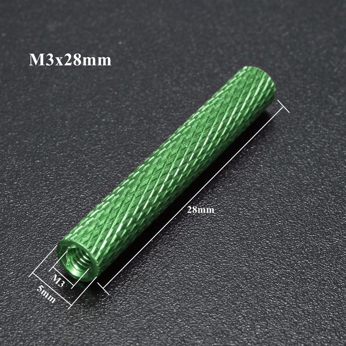 M3AS6 10Pcs M3 28mm Knurled Standoff Aluminum Alloy Anodized Spacer