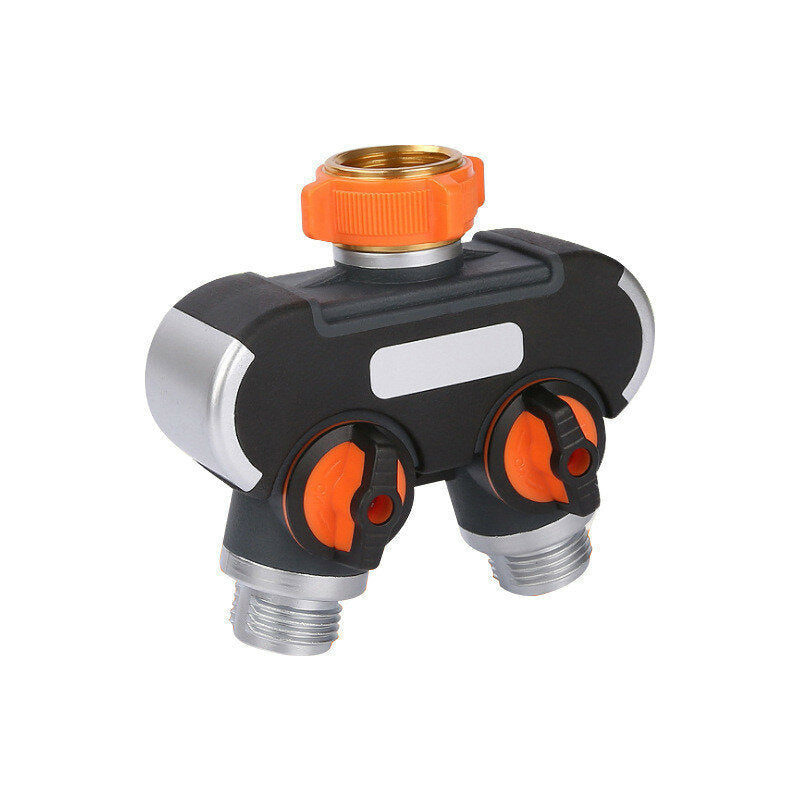 Y Shape 2-Way Shut Off Y Coupling Dual Tap Hose Connector Splitter Garden Irrigation System Tool
