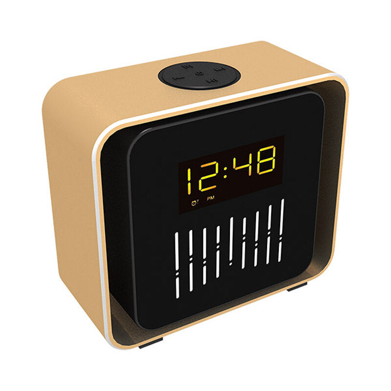 USB Charging LED BT/TF/FM Bluetooth Speaker 360 Rotation Radio Alarm Clock