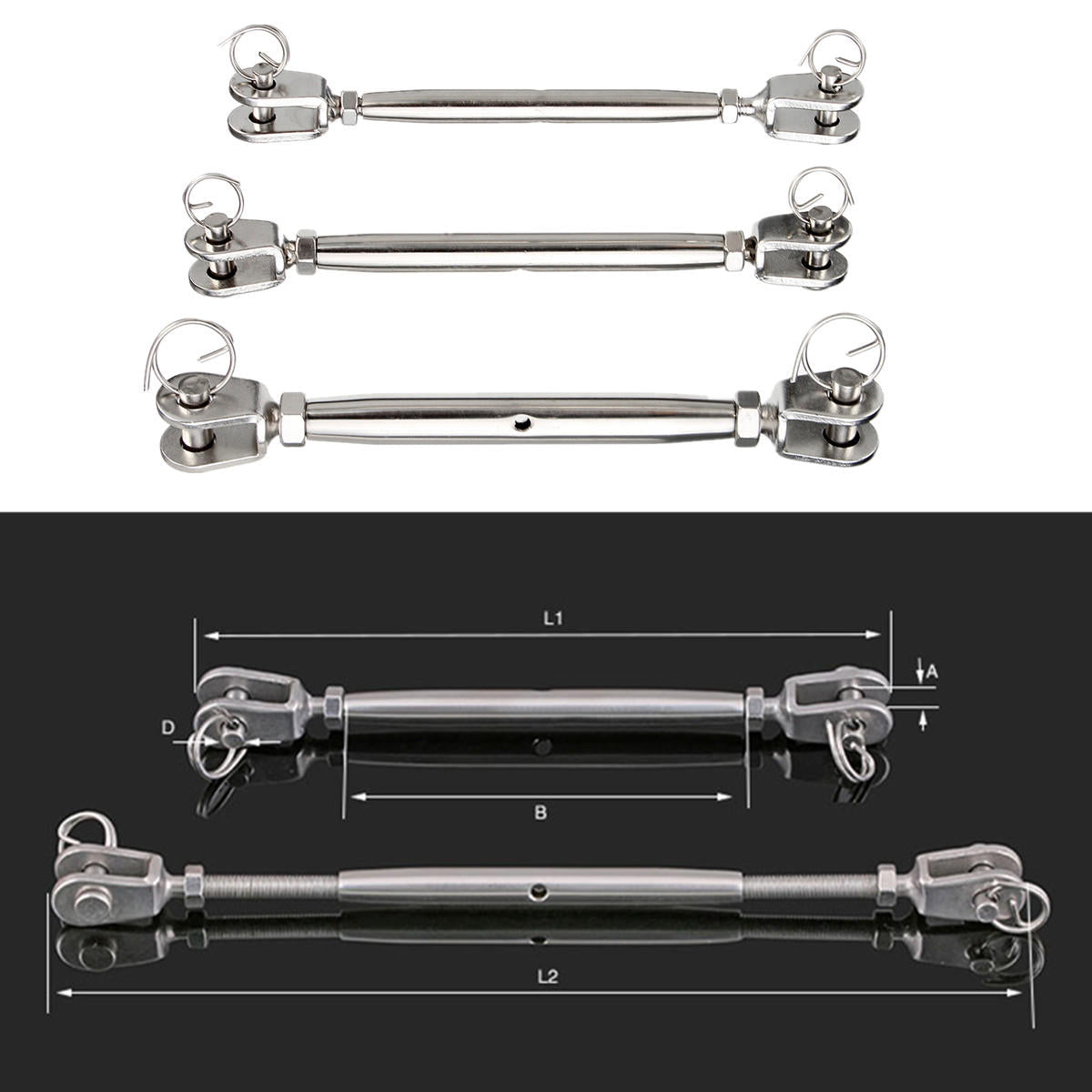 M5 M6 M8 Jaw & Jaw Turnbuckle 316 Stainless Steel Closed Body Rigging Screw for Marine Boat Yacht