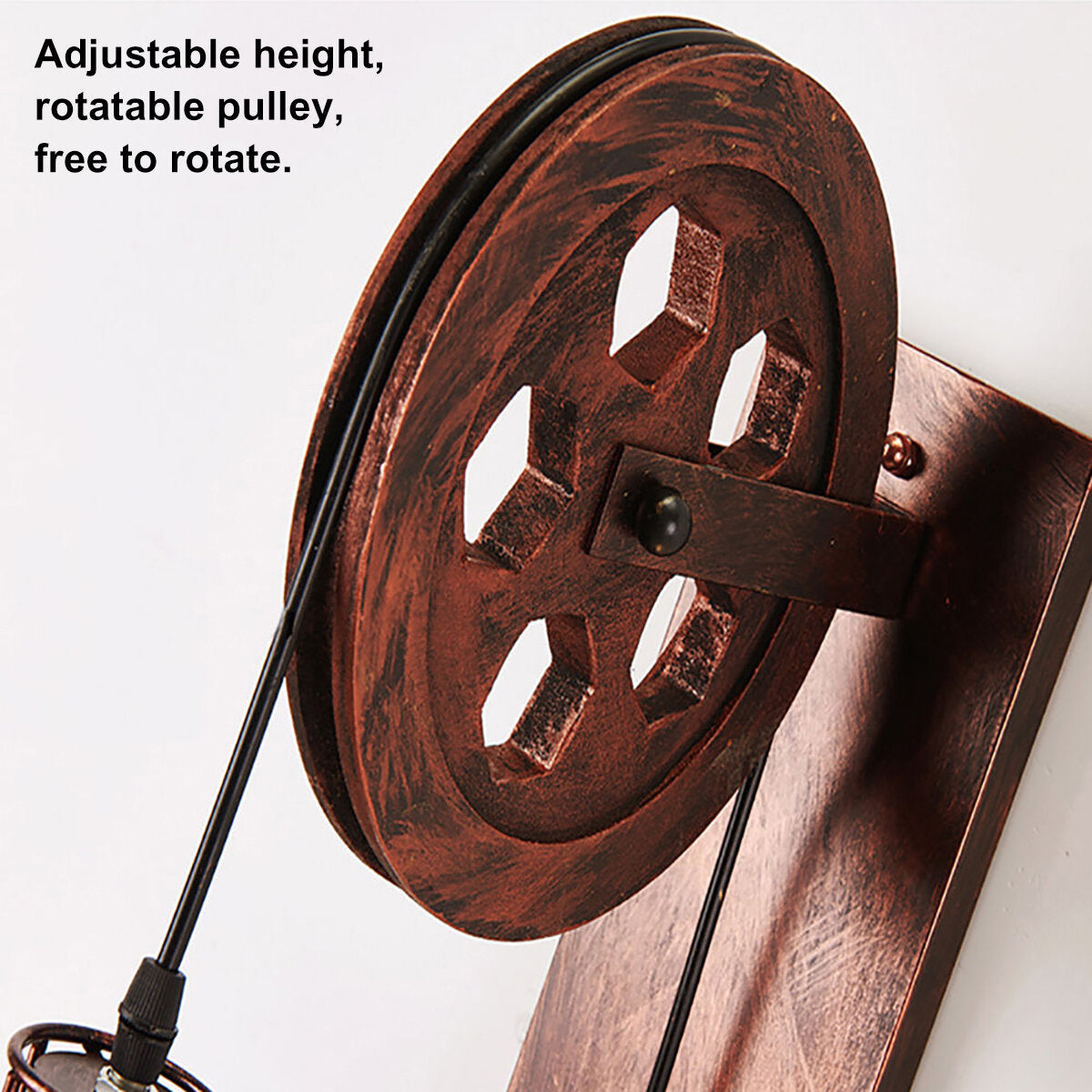 Adjustable Iron Wall Lamp Lifting Pulley Sconce Light Indoor 4 Color Without Light Bulb