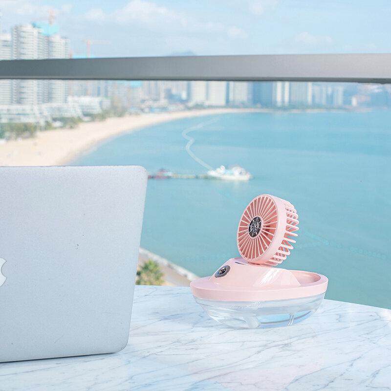 5V Ocean Wind Spray Fan Wireless Humidifier Fan 3 Gear Speed 90Adjustable Angle Portable USB Mini Desktop Air Cooling Fan for Home Office