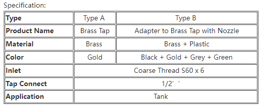 Faucet Tank Drain Coarse Thread Adapter to Brass Garden Tap with 1/2'' Nozzle Hose Tap Connector Replacement Valve Fitting Parts for Home Garden