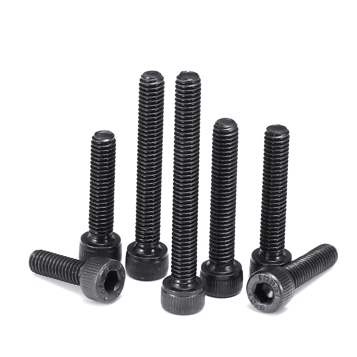 195Pcs M4 12.9 Grade Carbon Steel Hex Socket Cap Head Screw Bolts Assortment Set