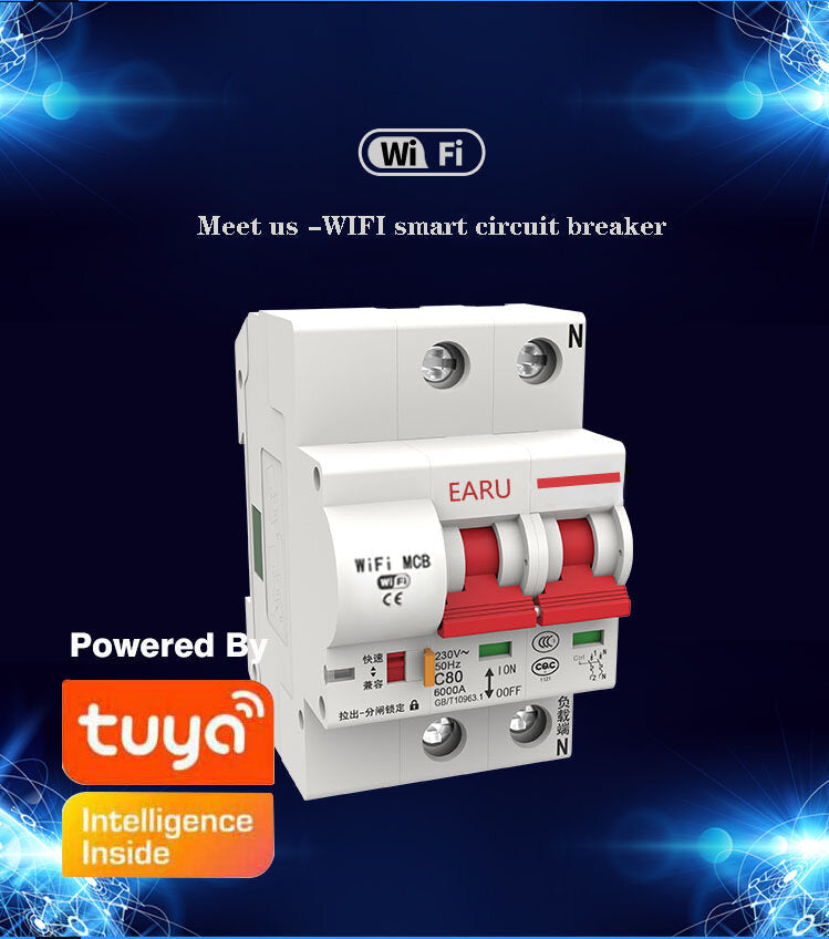 WIFI Wireless Smart Automation Switch 1P 2P 3P 4P 10A-125A Circuit Breaker Timer APP Vioce Remote Control Switch Works With Amazon Alexa Google Home