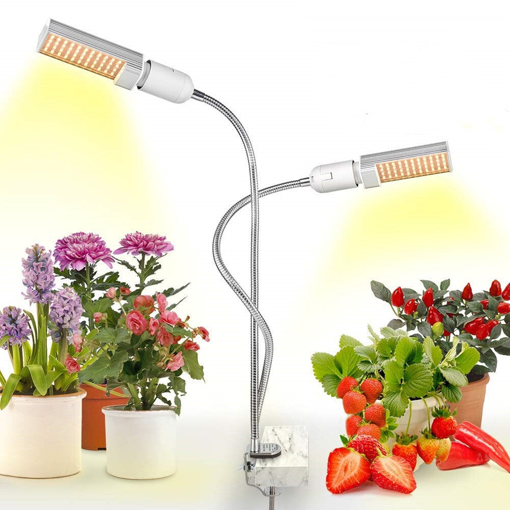 LED Grow Lights Plant Light Full Spectrum Yellow Light LED Growth and Flowering Double Head Gooseneck Hose Double Head Stainless Steel