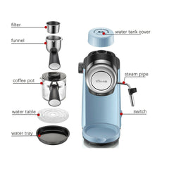 5 Bar 800W Coffee Machine Espresso Cappuccino Latte Drink Maker Milk Steamer