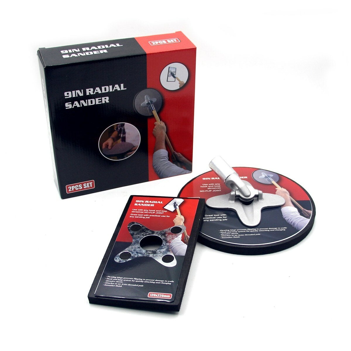 2Pcs Round Square Sanding Backing Pad Radial Sander Disc for Dry-wall Repair Set Multifunctional Grinding Block Wall Polisher Tools Accessories