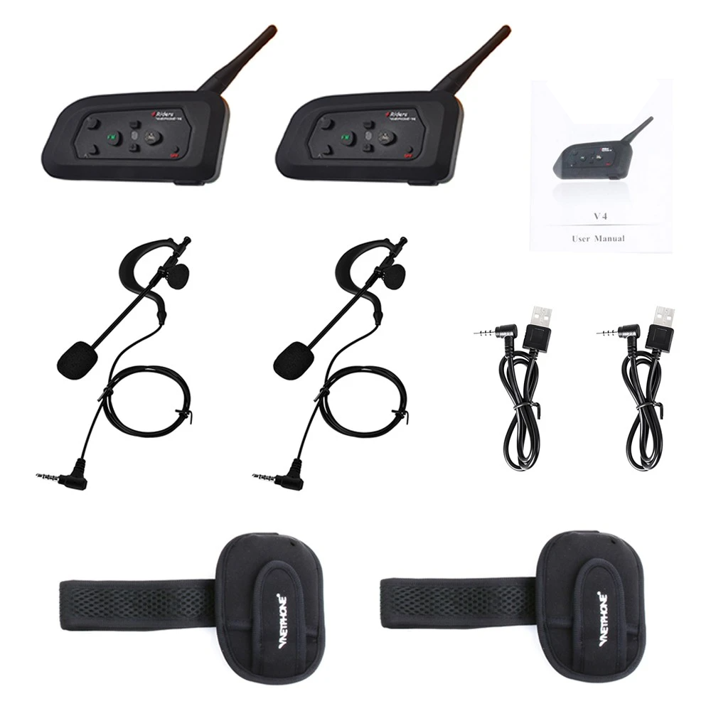 Wireless Bluetooth Intercom Motorcycle Snowmobile Headset Full Waterproof with FM