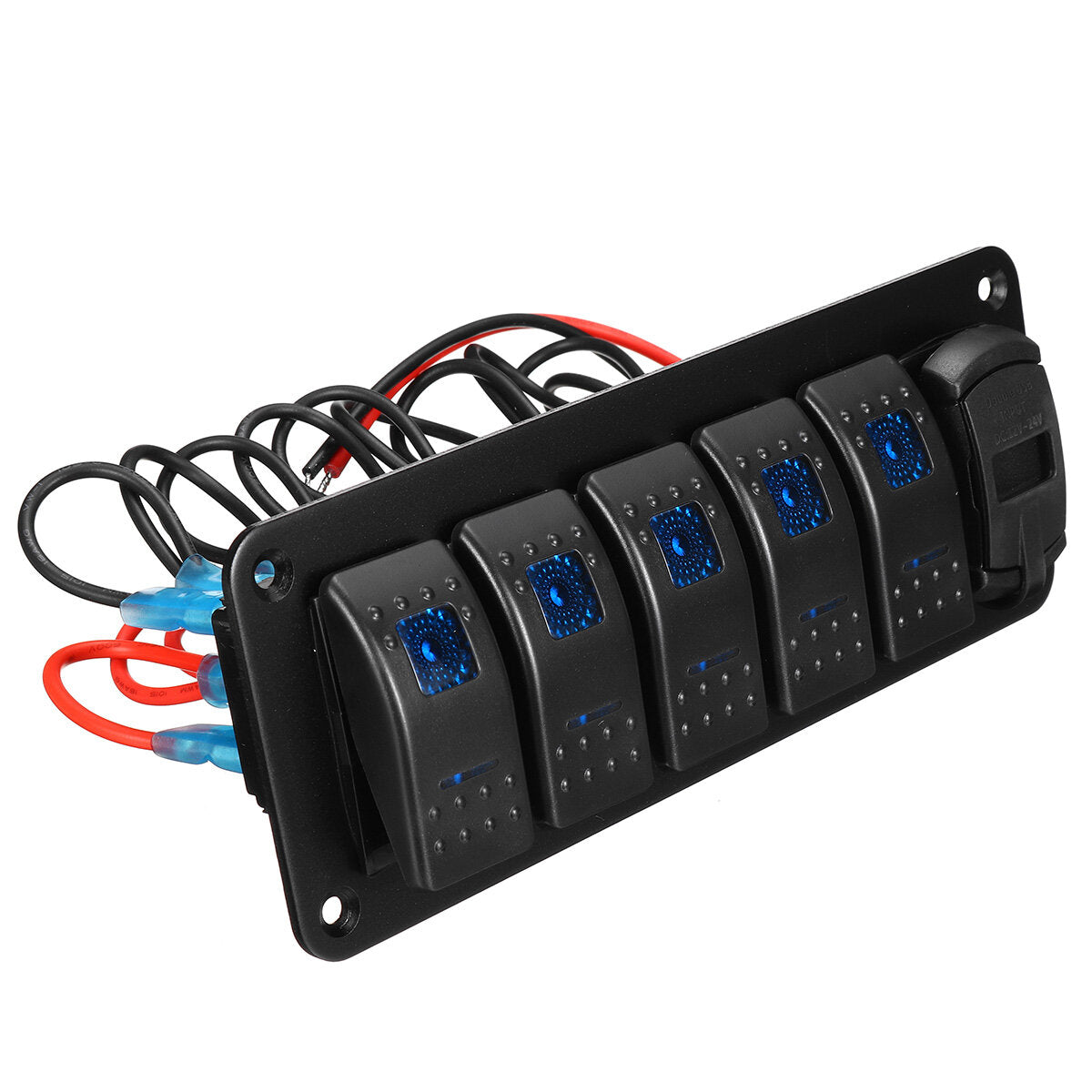 4/5/6 Gang Green Rocker Switch Panel Circuit Breaker LED Waterproof Car Marine Blue