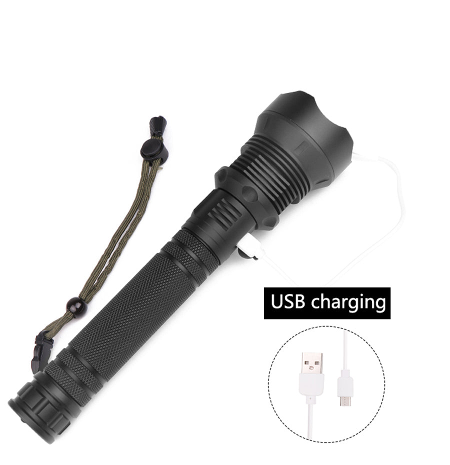  LED 3 Modes USB Rechargeable Telescopic Zoom LED Flashlight 18650/26650