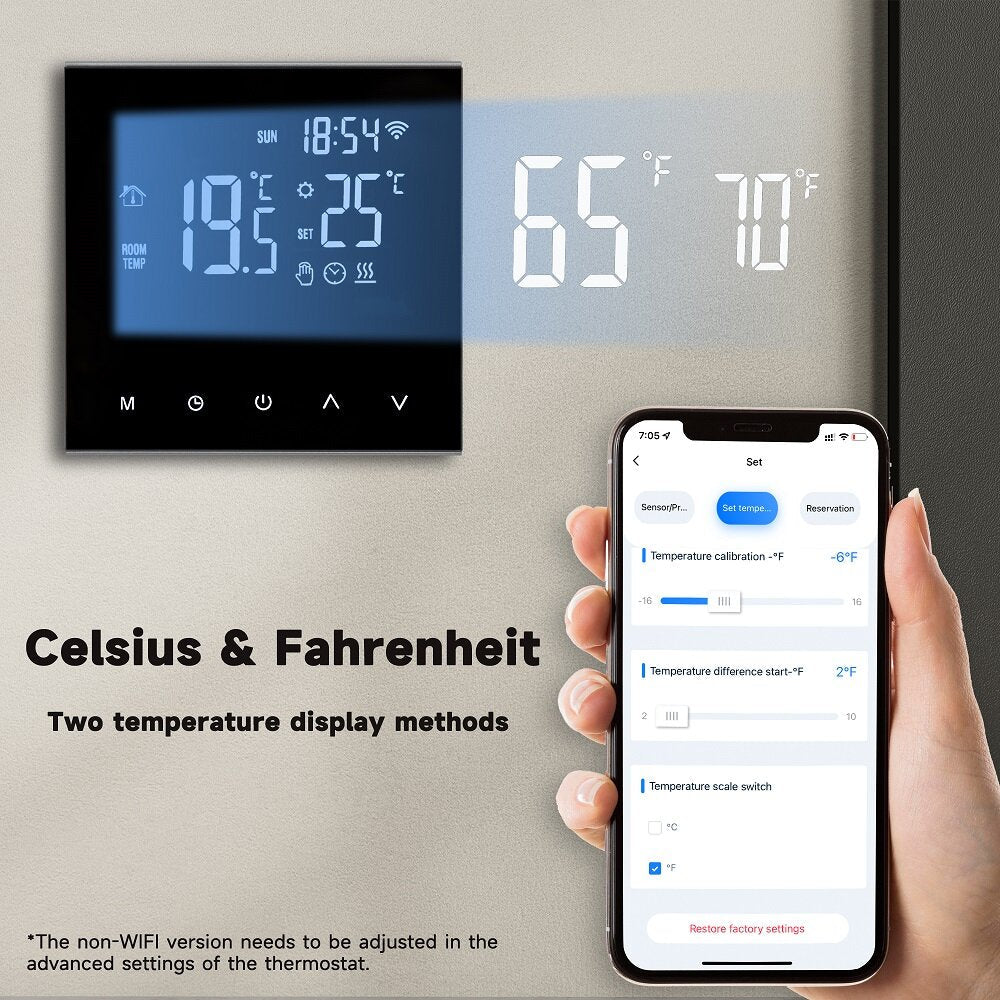 WiFi Smart LCD Display Touch Screen Thermostat for Electric Floor Heating Water/Gas Boiler Temperature Remote Controller