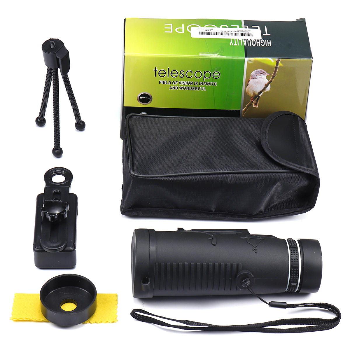 40x60 Monocular HD Optic BAK4 Low Night Vision Led Flashlight Telescope With Tripod Phone Holder