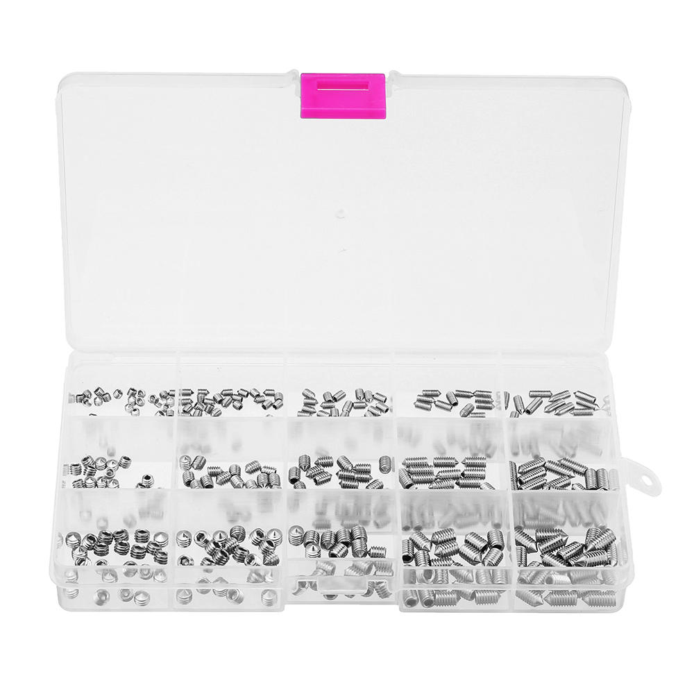 M3/M4/M5 300Pcs Allen Hex Socket Set Grub Screw Cone Point 3-10mm Assortment Kit
