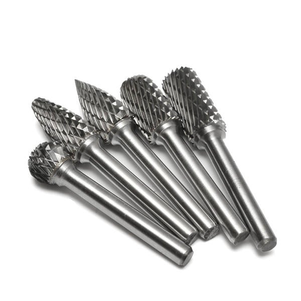 5pcs 6mm Shank Tungsten Carbide Burrs 12mm Head Rotary Cutter Engraving Bits Set