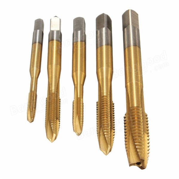 5pcs M3-M8 HSS Spiral Point Tap Straight Flute Metric Titanium Machine Screw