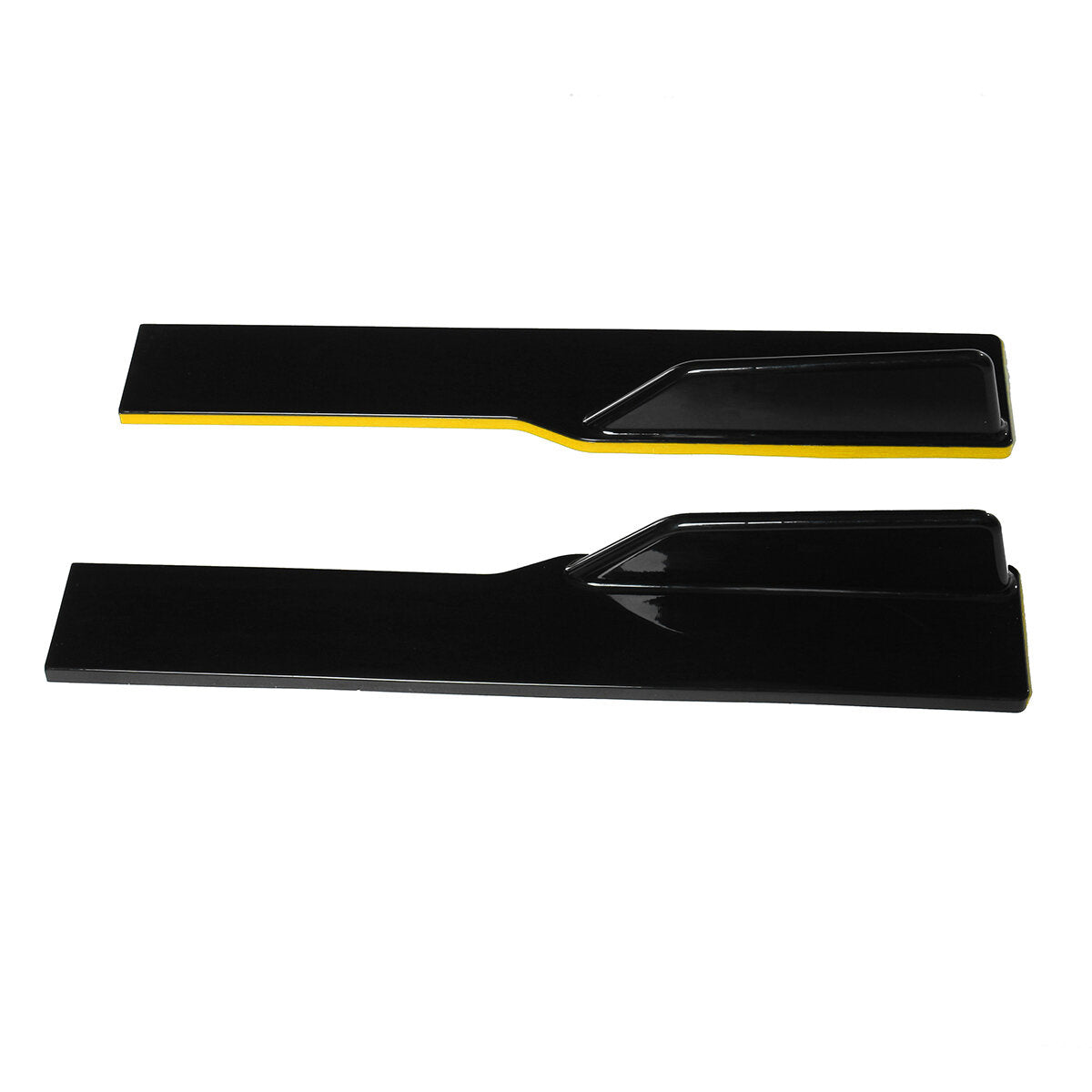 2.2M / 86.6 Inch Universal Black Side Skirt Extension Rocker Panel Splitter Yellow line