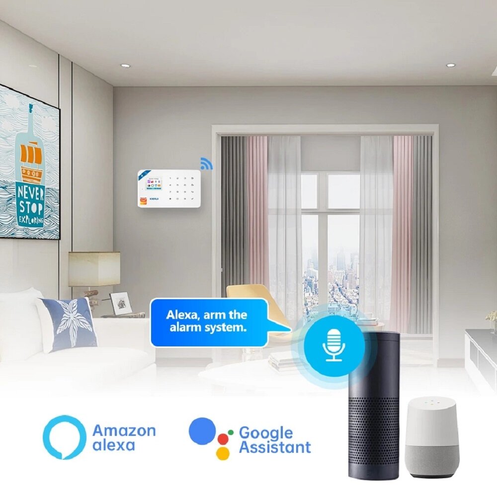 Smart WIFI GSM Security Alarm System Burglar Motion Detector Smoke Door Window Sensor Works with Alexa Home