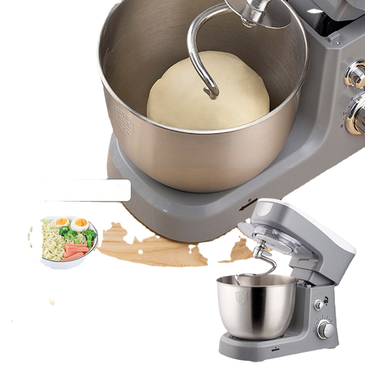 Electric Food Stand Mixer 600W Tilt-Head 6 Speed Stainless Steel Bowl for Knead Dough Egg-beater