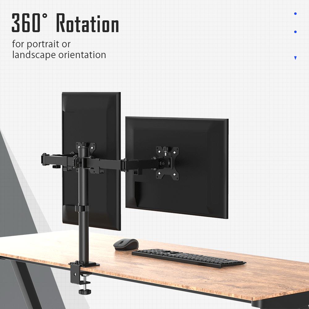 Dual Monitor Stand Full Motion Mount Quick Insert Dynamic Height Adjustability for 13"-27" Screen Home Office