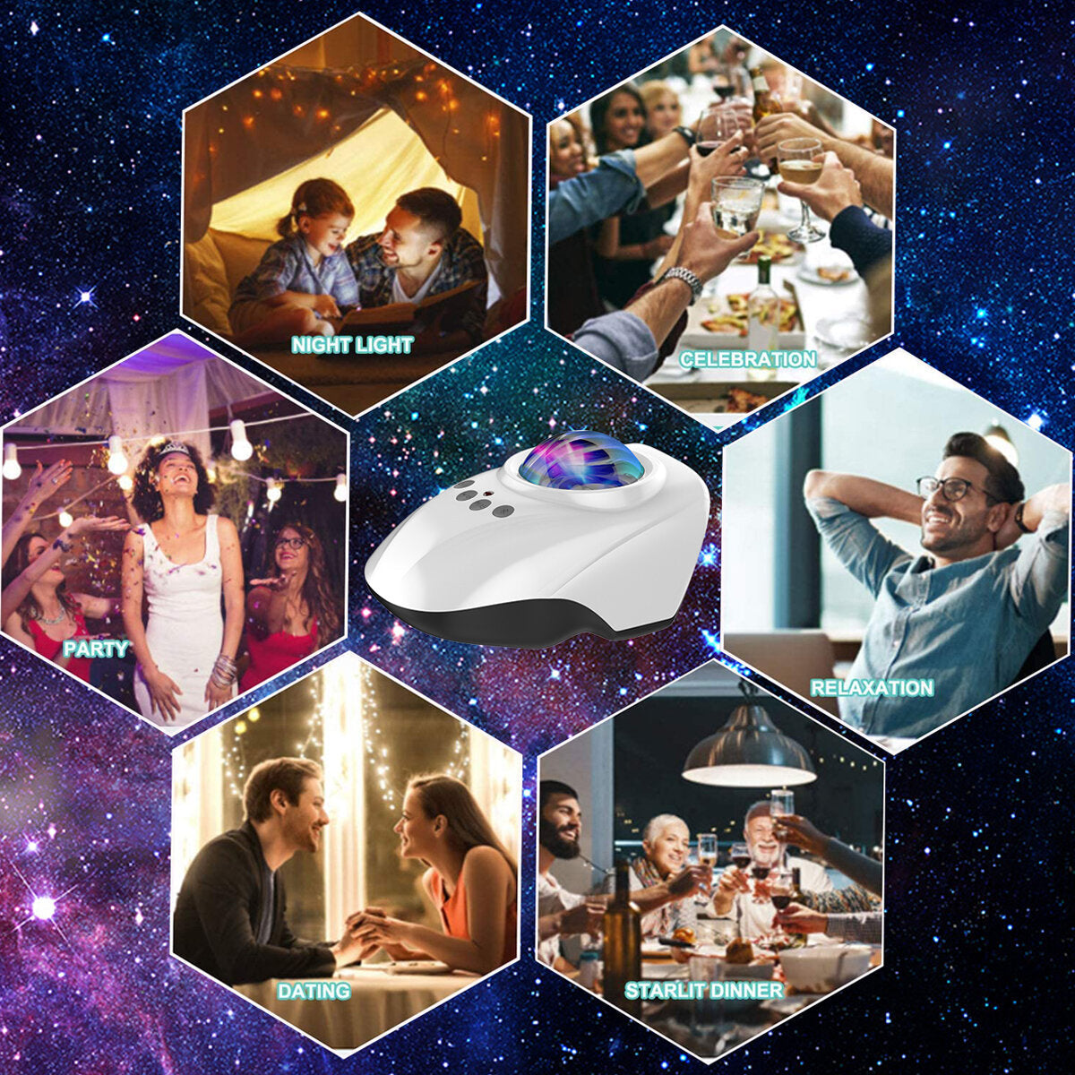 Bluetooth Star Projector Speaker Music Player White Noise Star Light Projector Night Light Projector