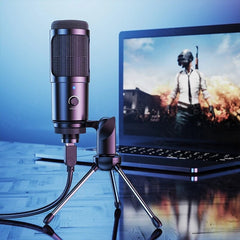 metal usb condenser recording microphone gaming for laptop windows cardioid studio vocals voice skype chatting podcast