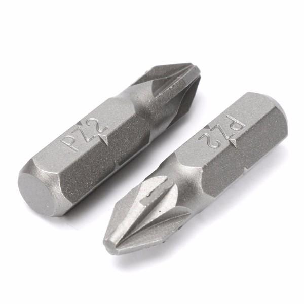 10pcs PZ2 25mm Drive Screwdriver Bits Hex Magnetic Power Tool
