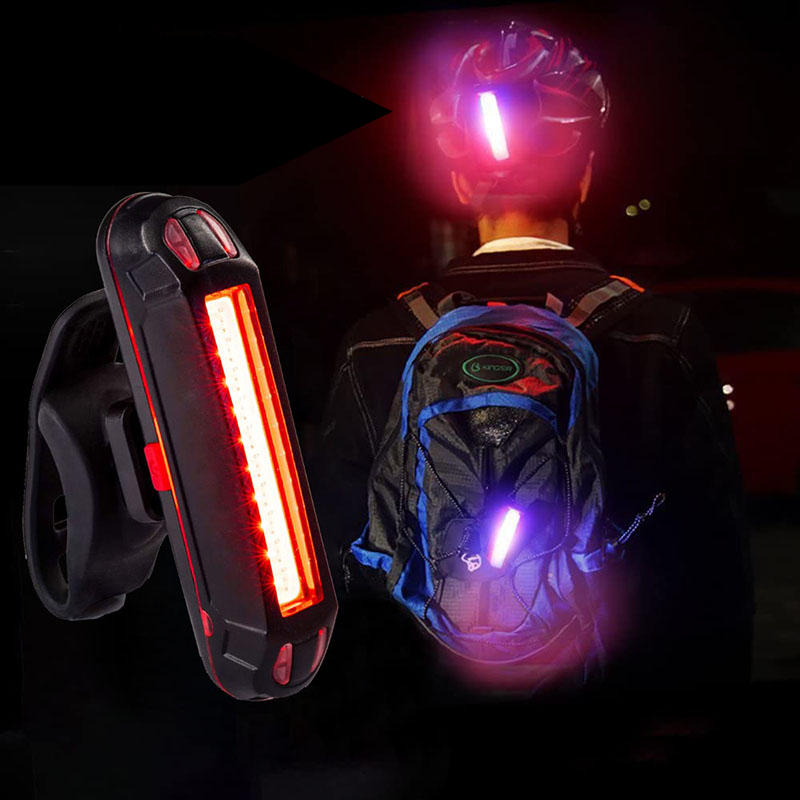 Waterproof Bike Tail 500mAh Rear USB Charging 5 Modes Flashlight With COB Lamp