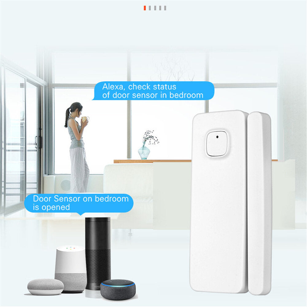 Smart Tuya Door Sensor WIFI Remote Control USB Charging Alarm Sensor Work with Amazon Alexa Google Assistant IFTTT