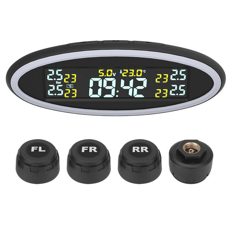 12V Car TPMS Tyre Pressure Monitoring System with Ambient Lights OBD Auto Security Alarm External Sensor