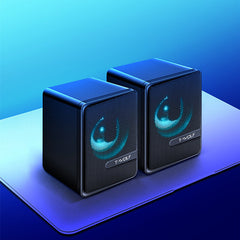 Gaming Speakers Wired Dual Computer Colorful LED Lights Loudspeaker Stereo Bass Satellite Speakers