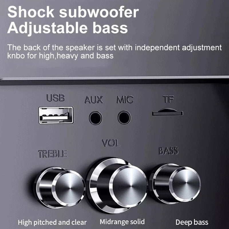 Home Theater System Wireless Computer Speakers Hi-Fi Stereo Subwoofer with Microphone Support USB TF AUX for Laptop PC TV Loudspeaker