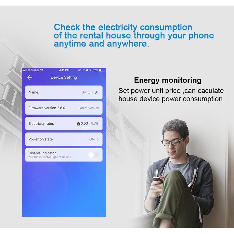 Single Phase Din Rail WIFI Smart Switch Energy Meter Leakage Protection Remote Read KWh Meter Wattmeter Works with Alexa Google