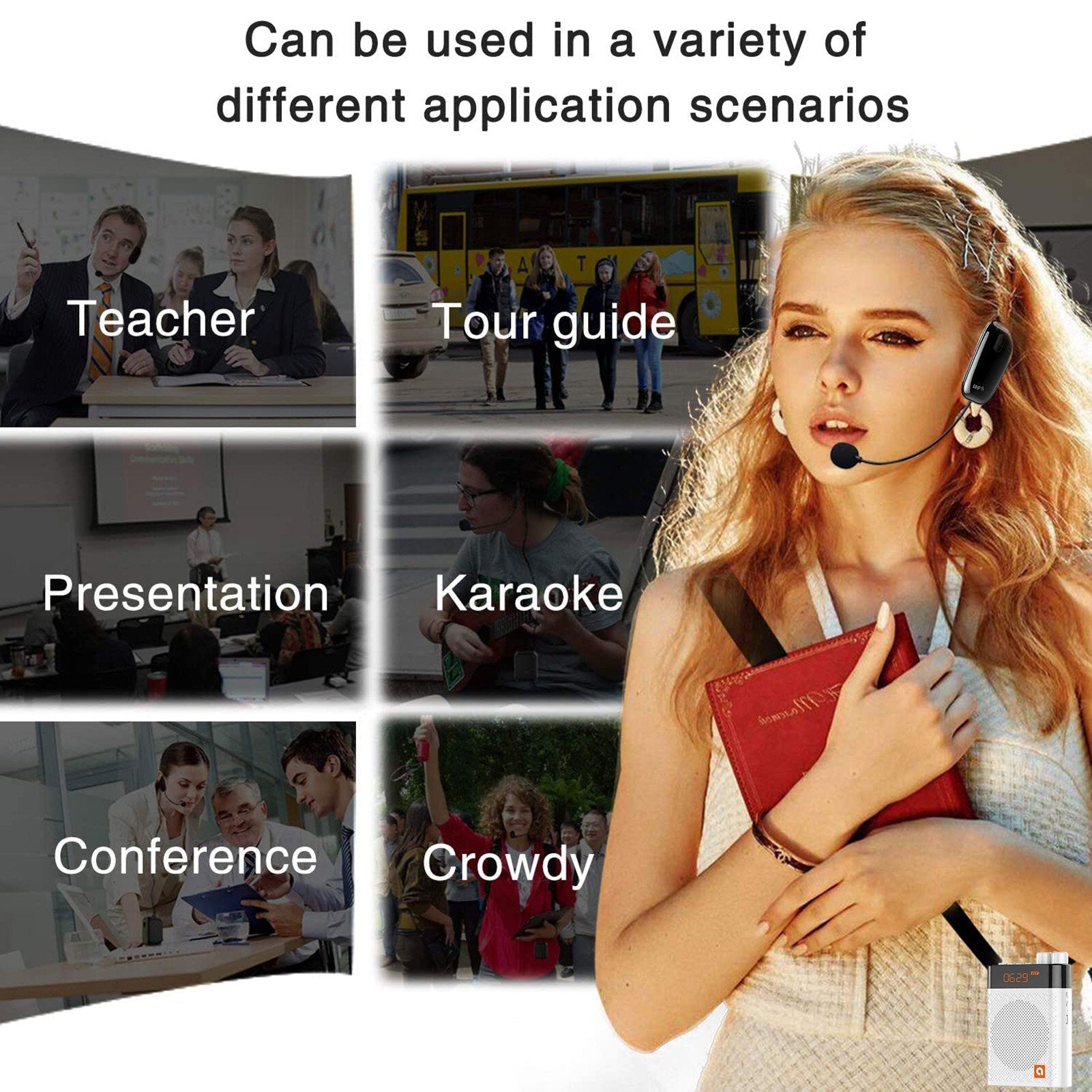 Bluetooth Megaphone Wireless Voice Amplifier Teacher Portable Microphone Loud Speaker for Teaching Tour Guide