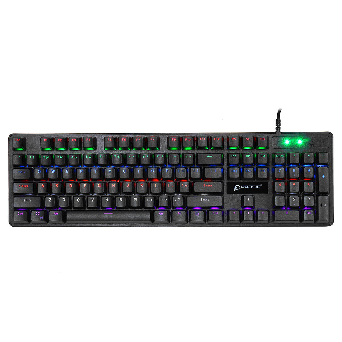 Wired Mechanical Keyboard Blue Switch 104-Key Suspended Keycaps RGB Backlit Mechanical Gaming Keyboard