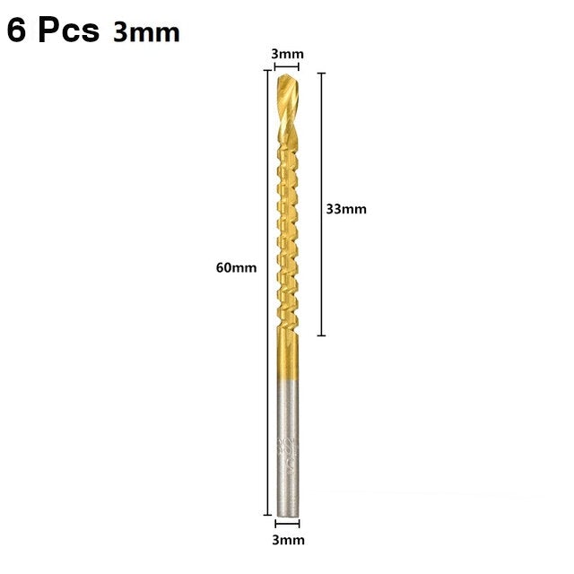 6pcs 3-8mm HSS Drill Bit Titanium Plating Coated Hole Saw Drill Bit Set Wood Hole Cutter Core Drill