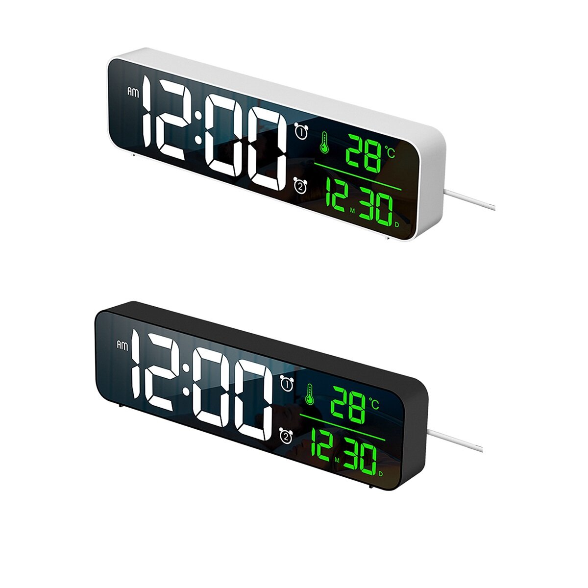 LED Digital Alarm Clock Wired Watch for Bedroom Table Digital Snooze Mirror Clock