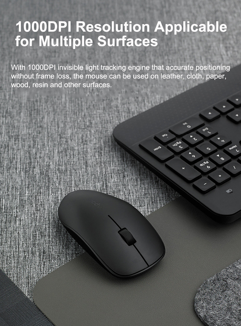 2.4G Wireless Keyboard Mouse Combo 105 Keys Waterproof Keyboard 1000DPI Silent Portable Optical Mice with USB Receiver Set for Laptop PC Notebook