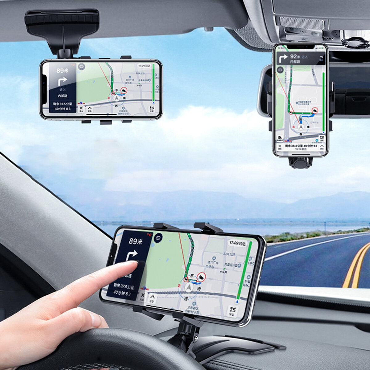 360 Rotation Car Mobile Phone Holder Car Sun Visor Dashboard Mobile Phone Holder