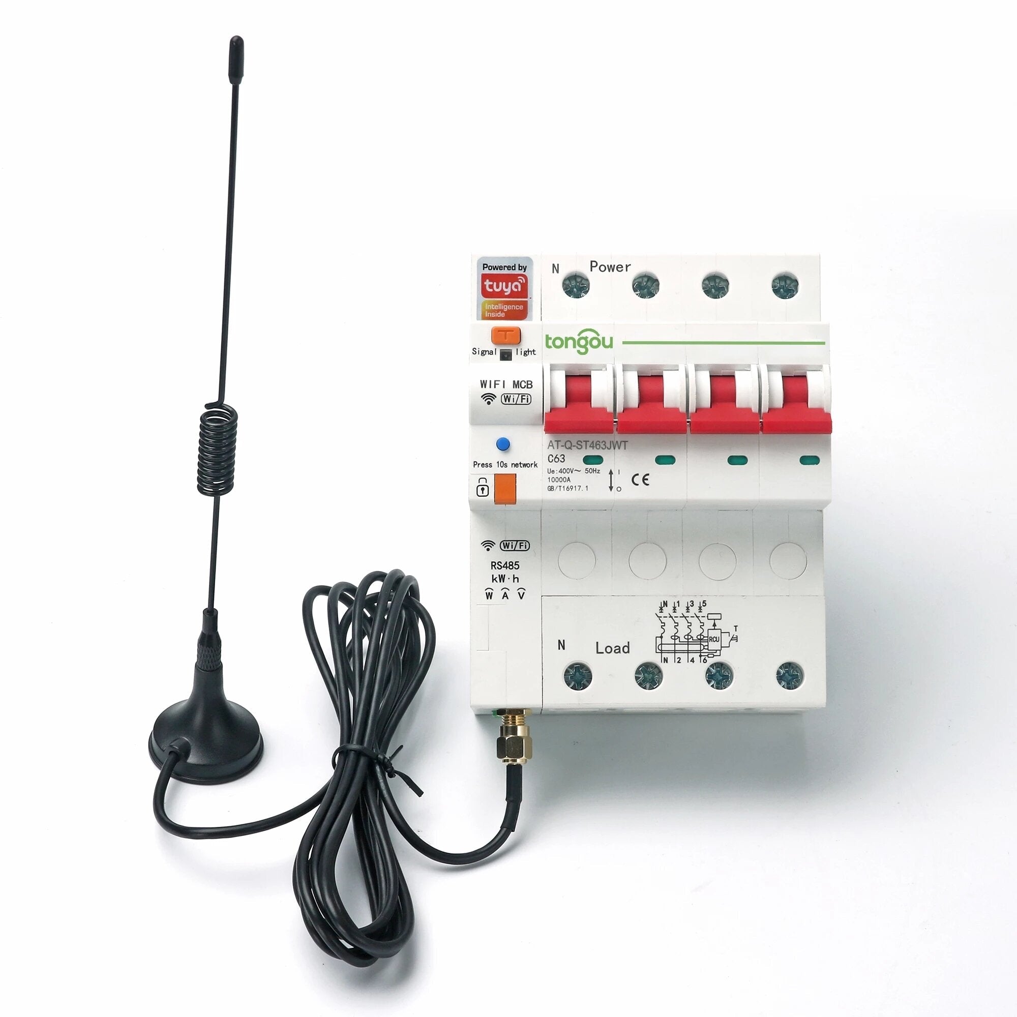 4P 63A Single Phase WIFI Smart Energy Meter Kwh Metering Monitoring Circuit Breaker Timer Relay with Leakage Protection